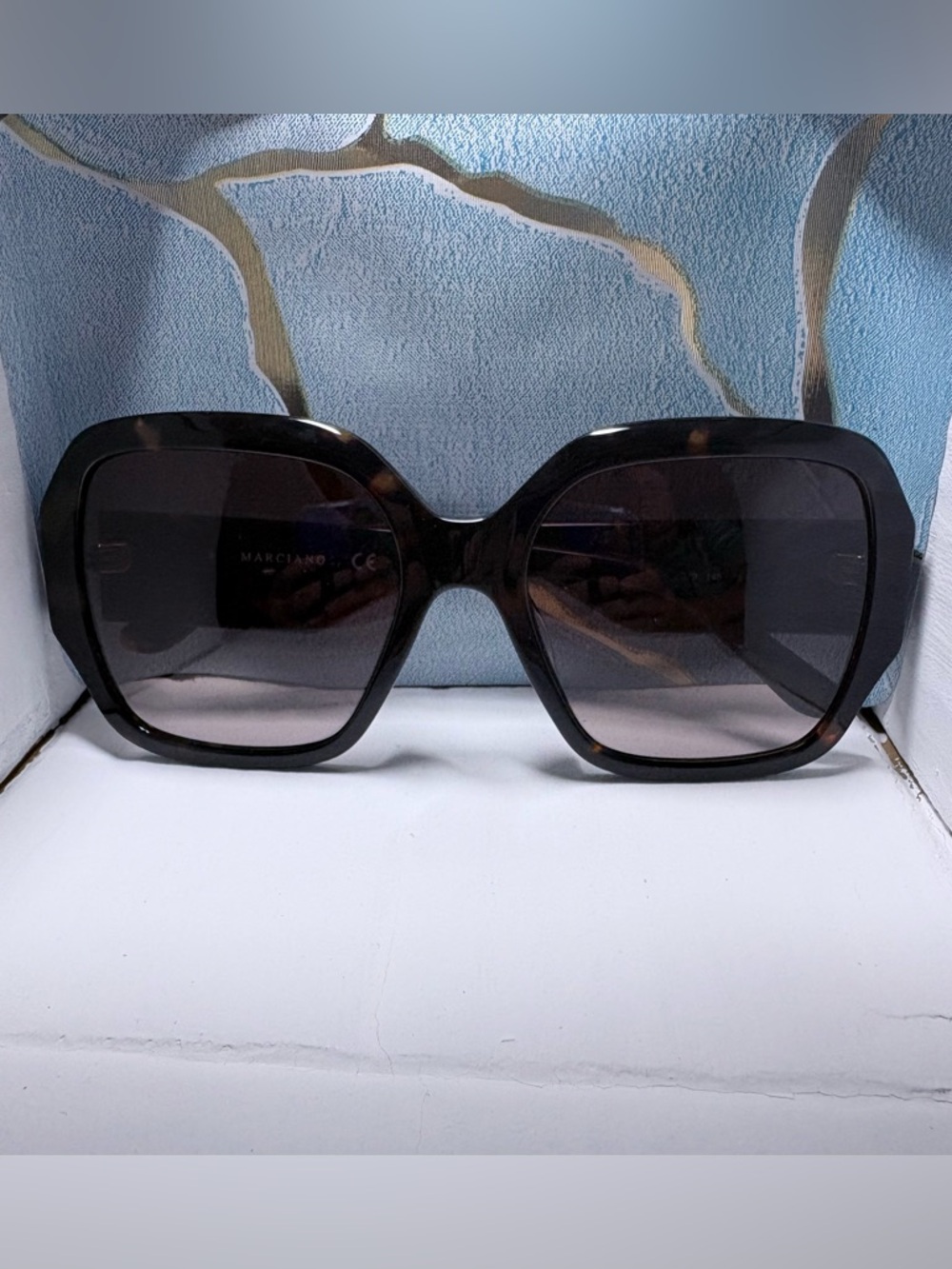 MARCIANO Tortoiseshell Oversized Square Sunglasses with Brown Lenses